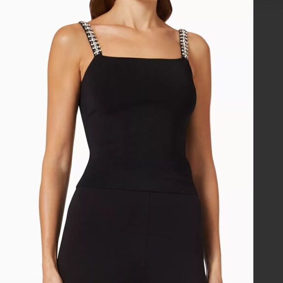 House of Harlow 1960 Drina Embellished Tank Top in Viscose-blend Knit - Picture 1 of 12